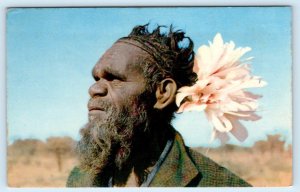 AUSTRALIA ~ Aboriginal PITDJANJARA TRIBESMAN with Feathered Headdress Postcard