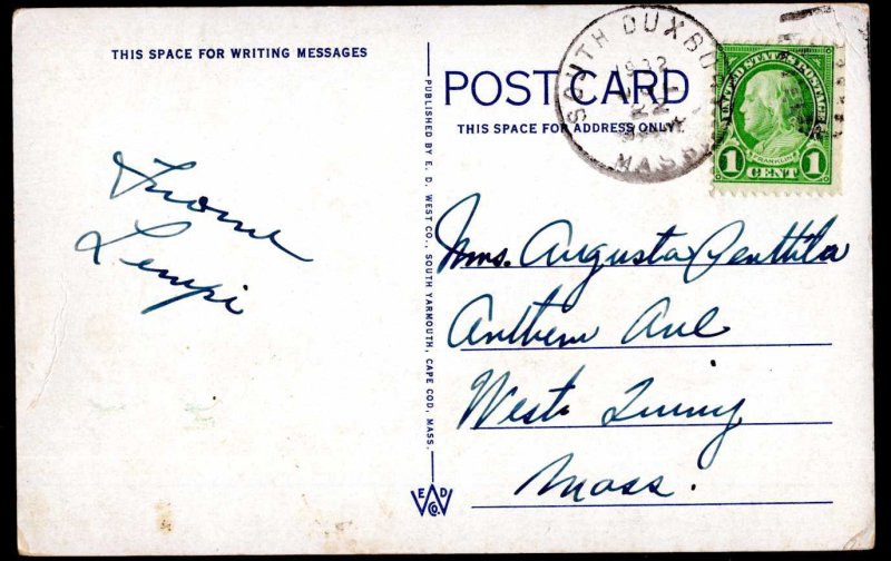 Massachusetts The Peace of OLD CAPE COD Fireplace Old Wind Mill Poem pm1922 WB