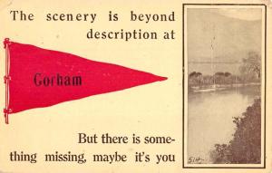 Gorham New Hampshire Scenic Waterfront Pennant Flag Antique Postcard K86041