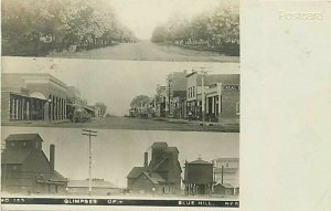 NE, Blue Hill, Nebraska, Multi View, Street Scene, RPPC