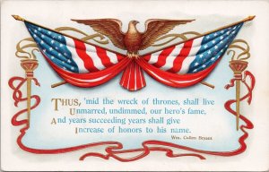USA Patriotic American Flag Eagle William Cullen Bryant Quote Postcard H42
