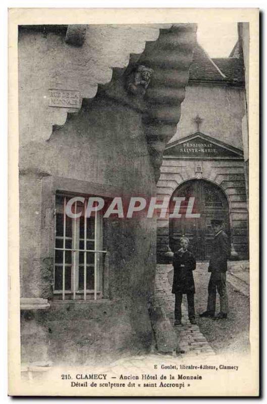 Old Postcard Clamecy Old Mint Hotel Saint Crouching Coins
