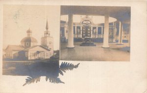 SITKA ALASKA AK~RUSSIAN CHURCH-EXTERIOR + INTERIOR~1900s REAL PHOTO POSTCARD