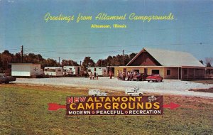 IL, Illinois ALTAMONT CAMPGROUNDS~Travel Trailers ROADSIDE Effingham Co Postcard