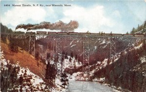 J31/ Missoula Montana Postcard c1910 Marent Trestle Railroad NP Line 47