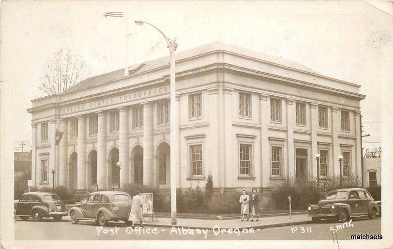 1934 Post Office Albany Oregon RPPC Real photo postcard automobiles RPPC 2385