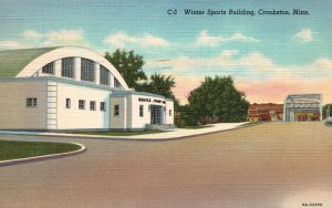 Vintage Postcard 1947 Winter Sports Building Landmark Crookston Minnesota MN