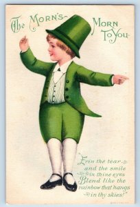 Wolf Artist Signed Postcard St. Patrick's Day Boy The Morns To You 1919 Posted