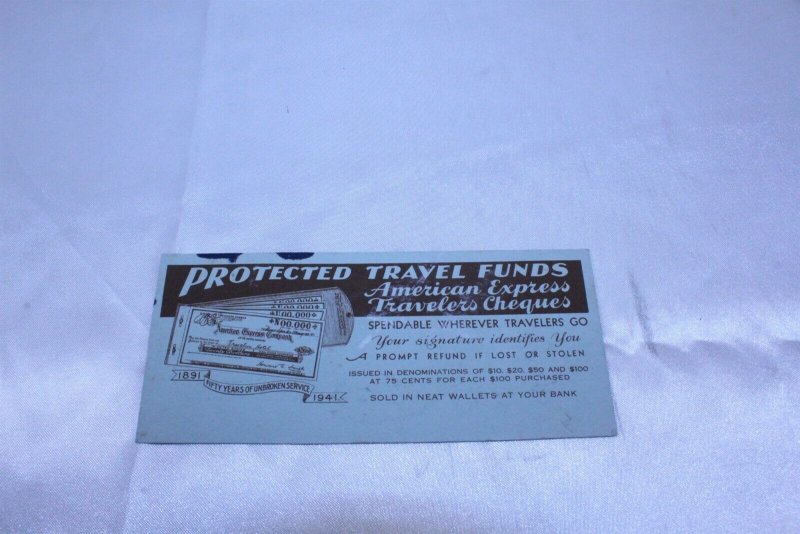 Vintage 1941 Advertising Ink Blotter American Express