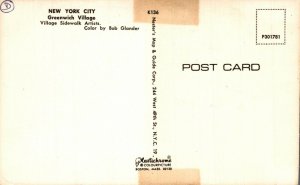 USA New York City Greenwich Village Sidewalk Artists Postcard 08.61