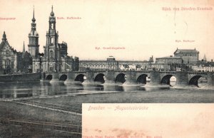 Vintage Postcard 1910's Dresden Augustusbrucke View of Augustus Bridge Germany