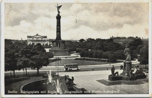 Germany Berlin Königsplatz mit Krolloper, Siegessäule Vintage Postcard B132