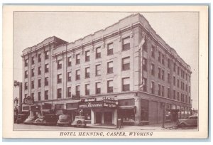 c1910's Hotel Henning Exterior Roadside Casper Wyoming WY Unposted Postcard