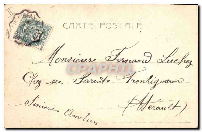 Old Postcard Fantaisie Letters Letter I