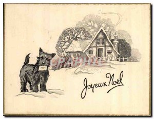 Old Postcard Merry Christmas Dog