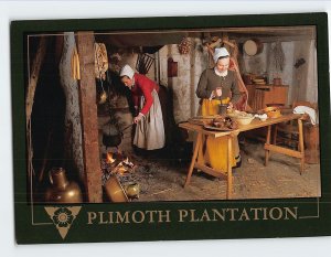 Postcard Daily Preparation of Meals Plimoth Plantation Massachusetts USA