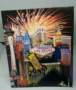 Glittery Sparkly Las Vegas Nevada Postcard  M&MsWorld Hard Rock Cafe MandalayBay