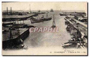 Old Postcard Dunkirk Lighthouse L & # 39entree Harbor boats