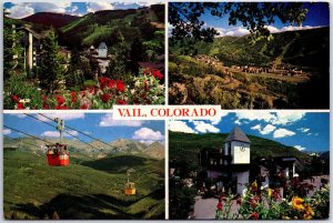 VINTAGE POSTCARD CONTINENTAL SIZE (4) MINI-SCENES FROM VAIL COLORADO 1980s