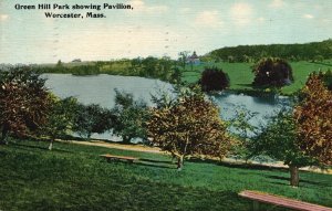 Vintage Postcard 1912 Green Hill Park Showing Pavilion Worcester Massachusetts