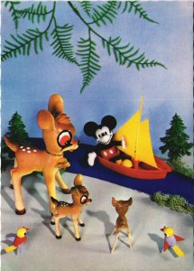 PC DISNEY, MICKEY MOUSE, BAMBI, AS TOYS, Vintage Postcard (b43858)