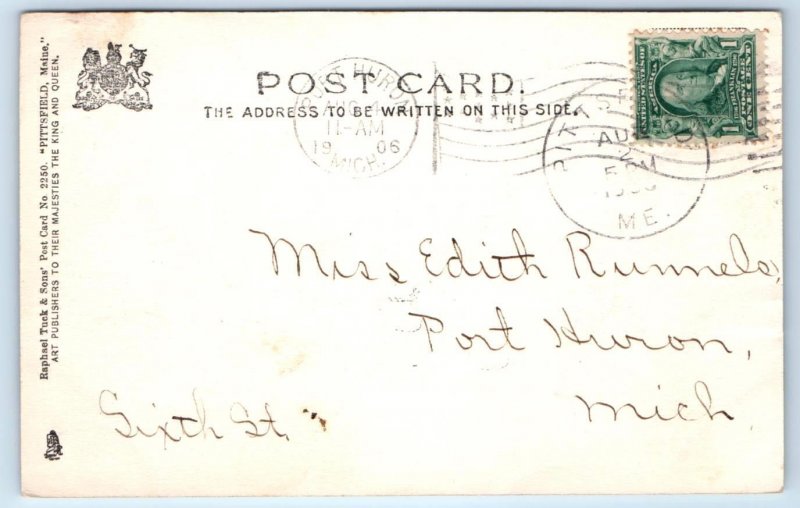 PITTSFIELD, ME Maine ~ LANCEY HOUSE HOTEL 1906 Tuck Somerset County  Postcard
