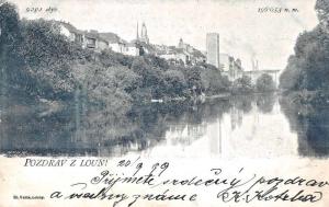 Loun Czech Republic Scenic View River Antique Postcard J65733