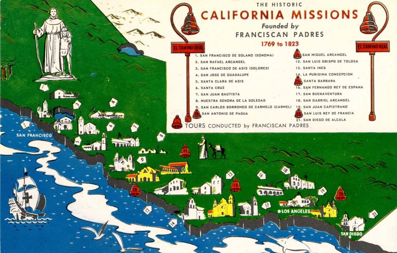 CA - California Missions. Map