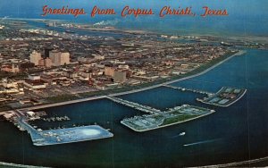 USA Corpus Christi Texas Aerial View Chrome Postcard 08.54