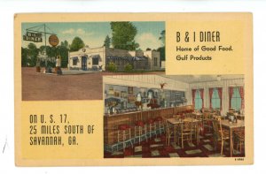 GA - Richmond Hill. B & I Diner & Gulf Gas Station ca 1949