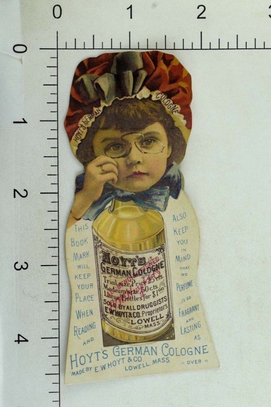 Die-Cut Bookmark Hoyt's German Cologne Rubifoam Tooth Powder Girl In Bonnet P101 