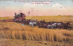 Hrvesting Scene Combined Header &amp  THrsher Near Spokane 