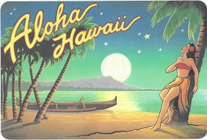 Aloha Hawaii artwork by Kerne Erickson  4 by 6 card