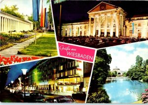 Kurstadt Wiesbaden Germany Multiview Postcard Posted