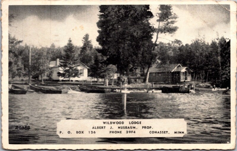 Postcard Waterfront View of Wildwood Lodge in Cohasset, Minnesota