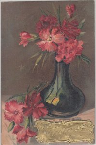 Embossed flowers vase still life fantasy 1908 greetings postcard France