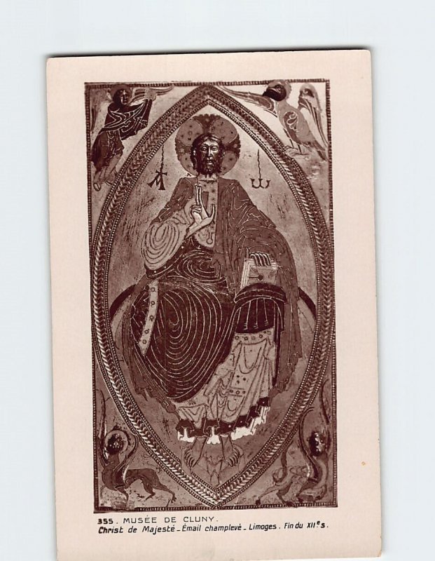 Postcard Christ de Majesté Email champlevė Limoges Musée de Cluny Paris France