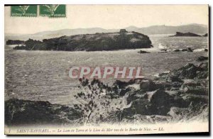 Old Postcard Saint Raphael Lion Land and Sea Lion seen from the Route de Nice