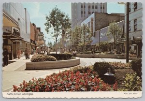 State View~Mall From Flower Garden Battle Creek Michigan~Continental Postcard 