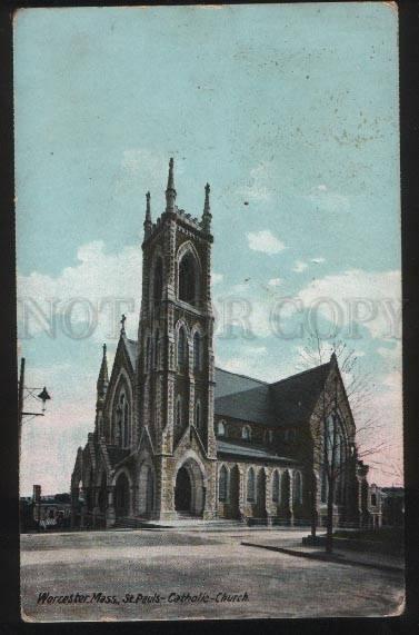 3100726 USA Worcester.Mass St-Pauls Catholic Church Vintage PC