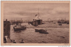 HAMBURG, Germany, 1900-1910's; Harbour, Steam Ship, Tug Boat