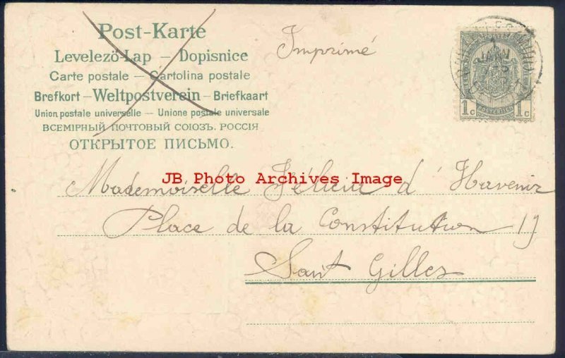 Good Wishes, 1905 4 Leaf Clovers Year Date, Forgeet Me Not Flowers