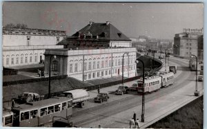 c1940s Warsaw Poland RPPC Copper Roof Palace Real Photo PC Streetcar Trolley A75