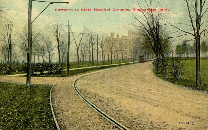 NY - Binghamton. State Hospital Entrance, Grounds