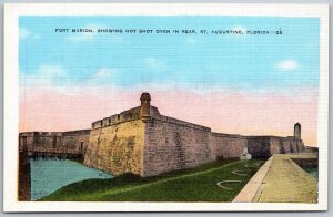 St. Augustine Florida 1940s Linen Postcard Fort Marion Hot Oven Shot In Rear