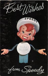 H21/ Advertising Postcard c1940s Alka Seltzer Speedy Best Wishes Miles Lab