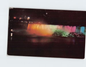 Postcard American Falls At Night, Niagara Falls, New York