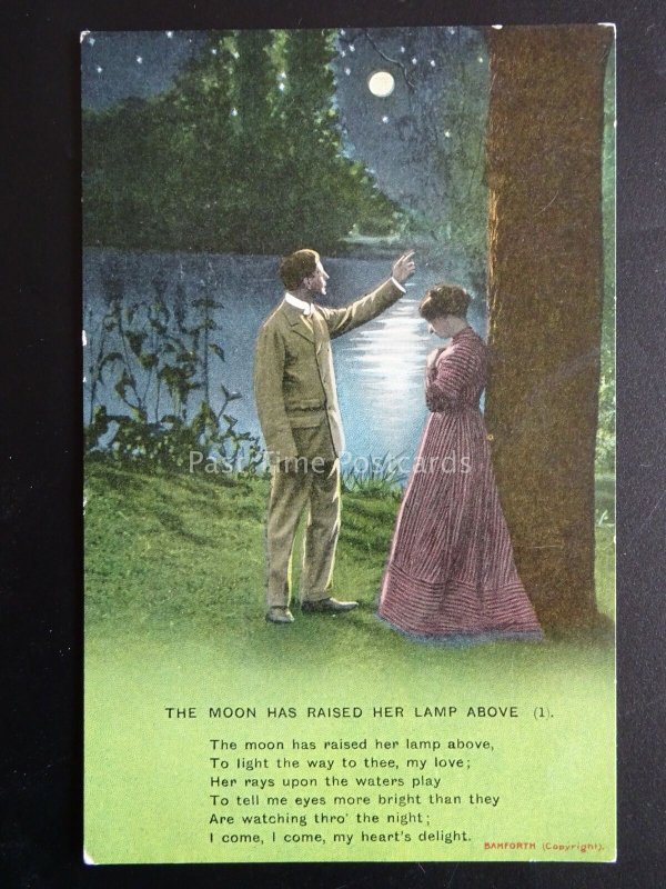 WW1 THE MOON HAS RAISED HER LAMP ABOVE Bamforth Song Cards set of 2 No 4613 1/2