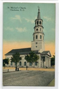 St Michael's Church Charleston South Carolina 1910c postcard