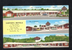 SCOTTSVILLE KENTUCKY CARTER'S MOTEL VINTAGE ADVERTISING POSTCARD KY.